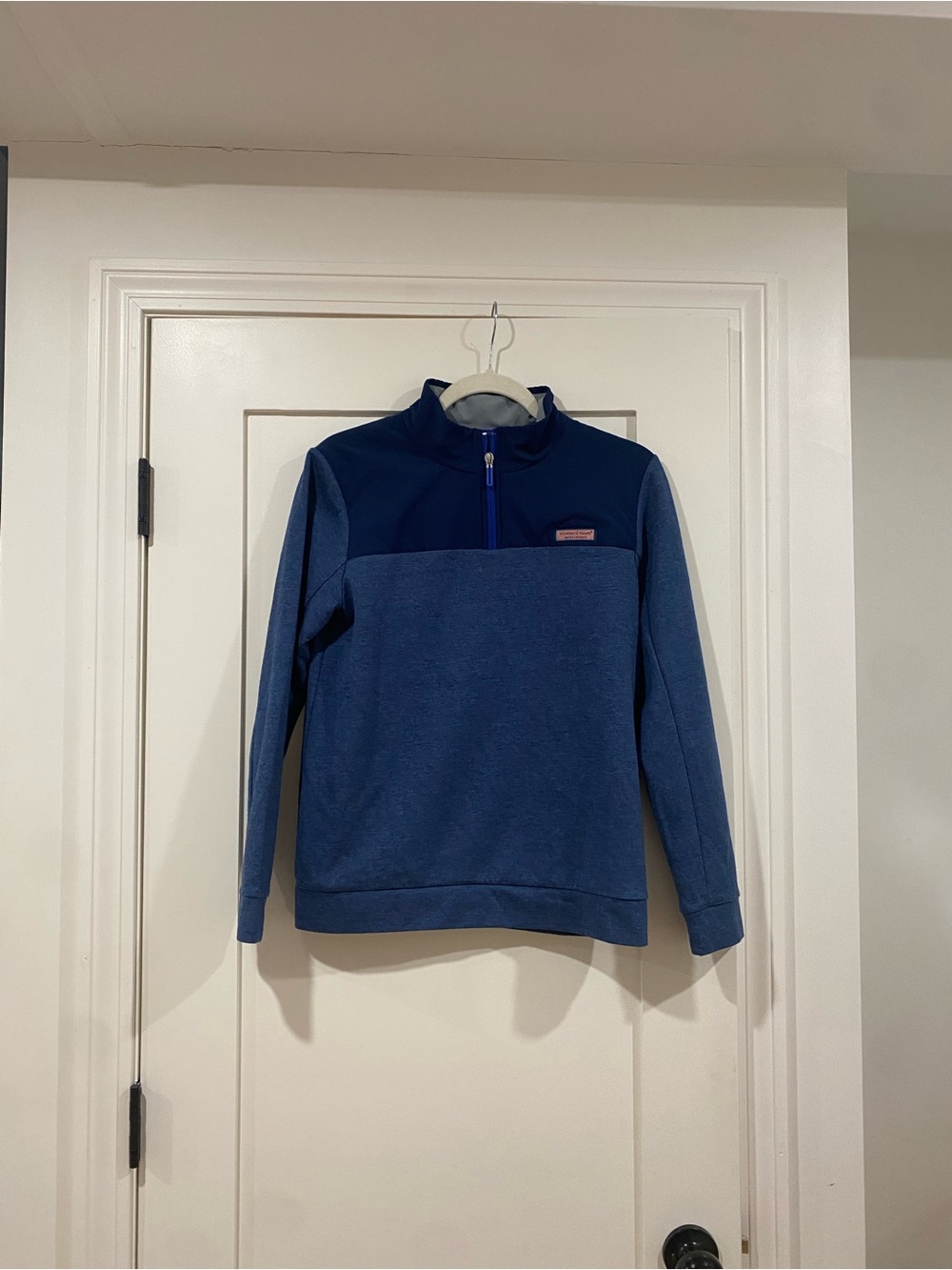 Vineyard Vines Men’s Two-Tone Navy and Denim Blue Quarter-Zip Sweater